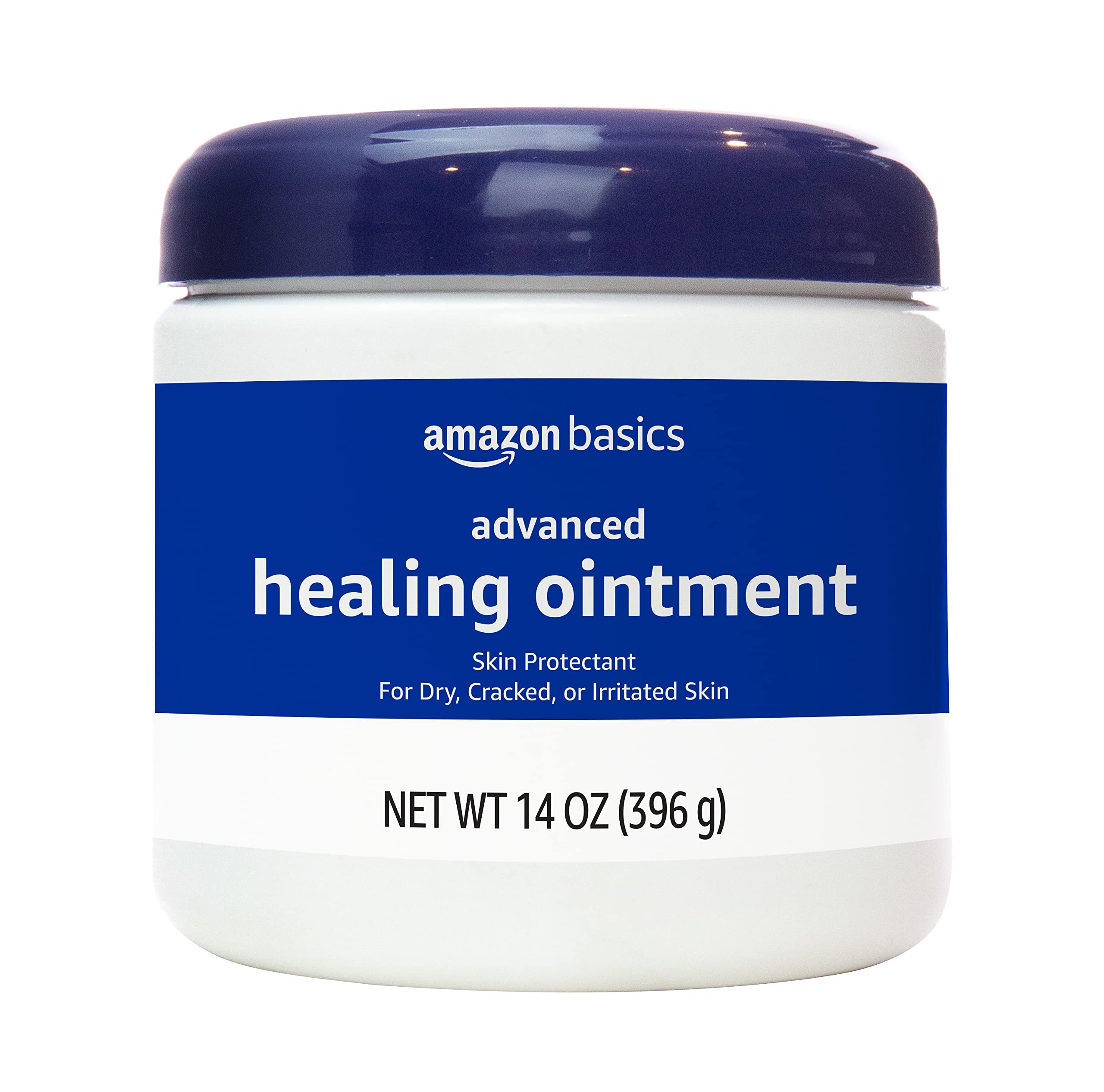 Amazon Basics Healing Ointment & Skin Protectant for Dry & Cracked Skin and Chapped Lips, Fragrance Free, 14 Oz (Pack of 1)